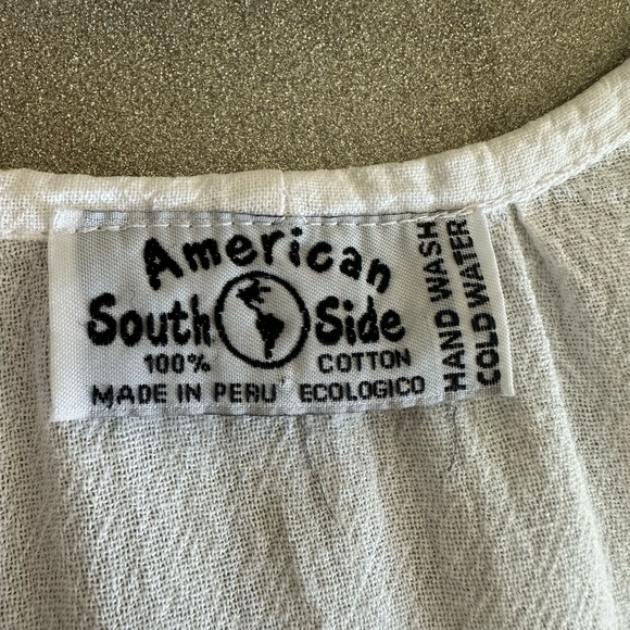 South American Side White Embellished Fitted Blouse with Long Sleeves (843) - Picture 12 of 12